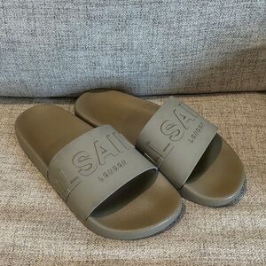 All Saints Taupe/Tan/Sage Slide Sandals used 41